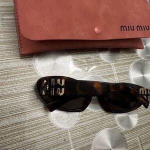 Miu Miu Brown Sunglasses with Pink Case